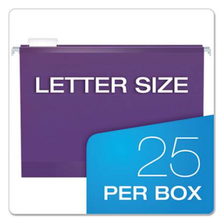 Pendaflex Colored Reinforced Hanging Folders, Letter Size, 1/5-Cut Tab, Violet, 25/Box (415215VIO)