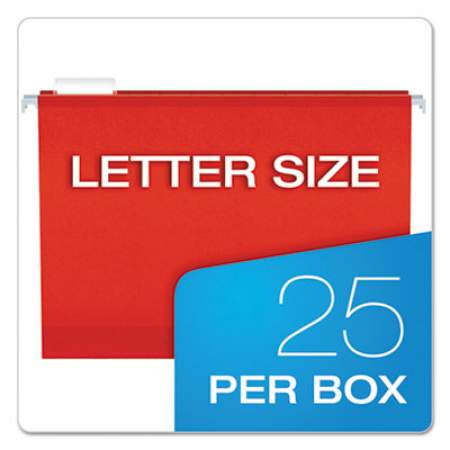 Pendaflex Extra Capacity Reinforced Hanging File Folders with Box Bottom, Letter Size, 1/5-Cut Tab, Red, 25/Box (4152X2RED)