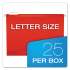 Pendaflex Colored Reinforced Hanging Folders, Letter Size, 1/5-Cut Tab, Red, 25/Box (415215RED)