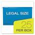 Pendaflex EXTRA CAPACITY REINFORCED HANGING FILE FOLDERS WITH BOX BOTTOM, LEGAL SIZE, 1/5-CUT TAB, BLUE, 25/BOX (4153X2 BLU)