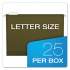 Pendaflex Extra Capacity Reinforced Hanging File Folders with Box Bottom, Letter Size, 1/5-Cut Tab, Standard Green, 25/Box (4152X2)