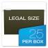 Pendaflex Standard Green Hanging Folders, Legal Size, 1/5-Cut Tab, Standard Green, 25/Box (81622)