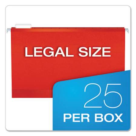 Pendaflex EXTRA CAPACITY REINFORCED HANGING FILE FOLDERS WITH BOX BOTTOM, LEGAL SIZE, 1/5-CUT TAB, RED, 25/BOX (4153X2 RED)