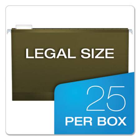 Pendaflex Extra Capacity Reinforced Hanging File Folders with Box Bottom, Legal Size, 1/5-Cut Tab, Standard Green, 25/Box (4153X2)