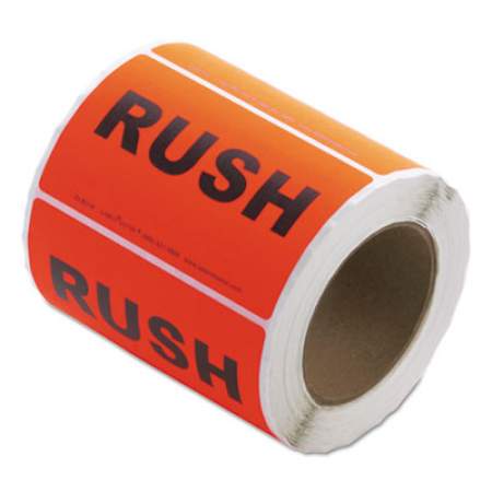 LabelMaster Shipping and Handling Self-Adhesive Labels, RUSH, 2.5 x 5.38, Black/Red, 500/Roll (CLB119)