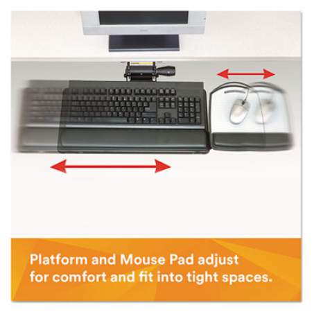 3M Sit/Stand Easy Adjust Keyboard Tray, Highly Adjustable Platform,, Black (AKT180LE)