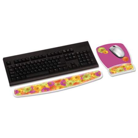 3M Fun Design Clear Gel Mouse Pad Wrist Rest, 6 4/5 x 8 3/5 x 3/4, Daisy Design (MW308DS)