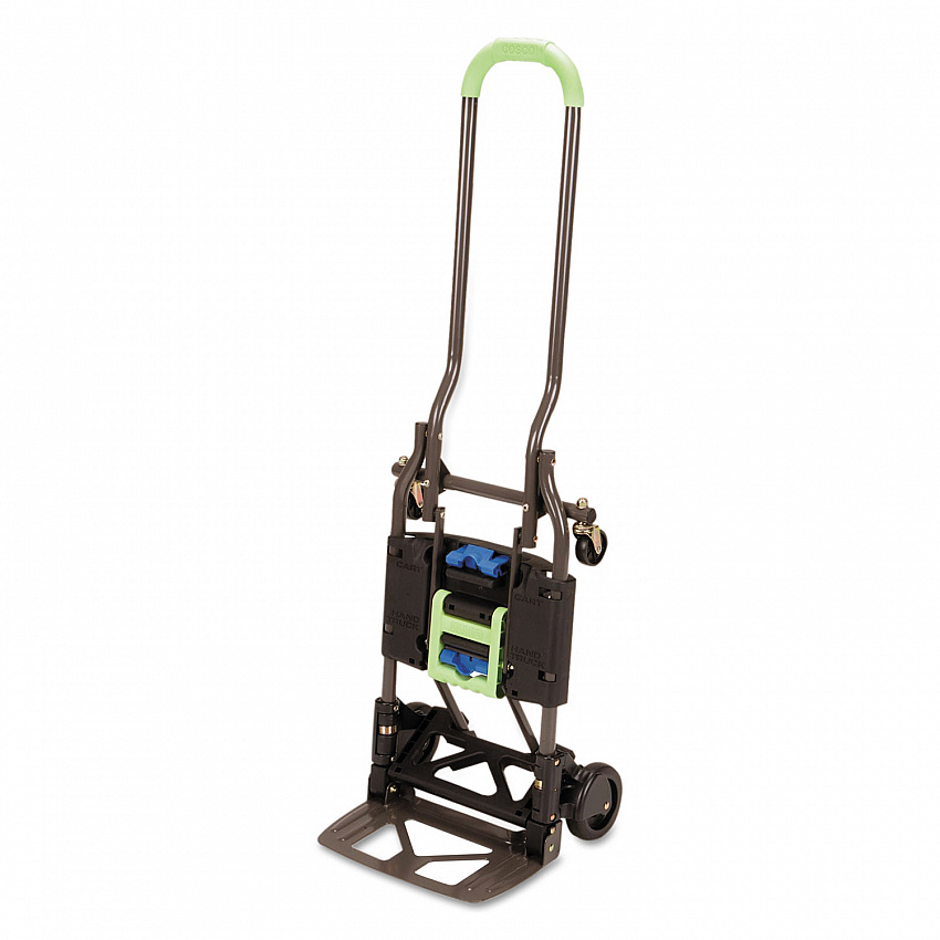 2-in-1 Multi-Position Hand Truck and Cart, 300 lbs, 16.63 x 12.75 x 49.25, Black/Blue/Green (12222PBG1E)