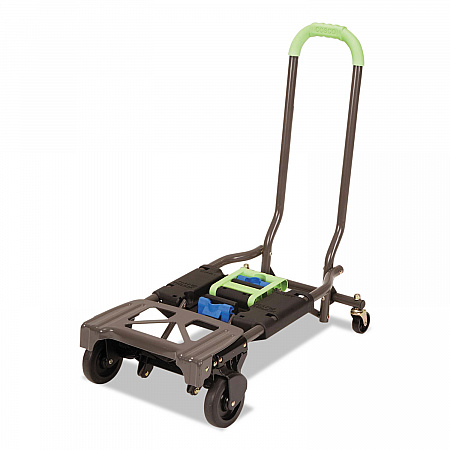 2-in-1 Multi-Position Hand Truck and Cart, 300 lbs, 16.63 x 12.75 x 49.25, Black/Blue/Green (12222PBG1E)