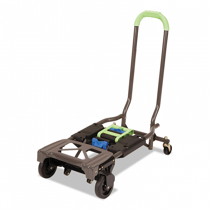 2-in-1 Multi-Position Hand Truck and Cart, 300 lbs, 16.63 x 12.75 x 49.25, Black/Blue/Green (12222PBG1E)
