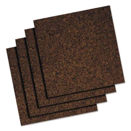 Universal Cork Tile Panels, Dark Brown, 12 x 12, 4/Pack (43403)