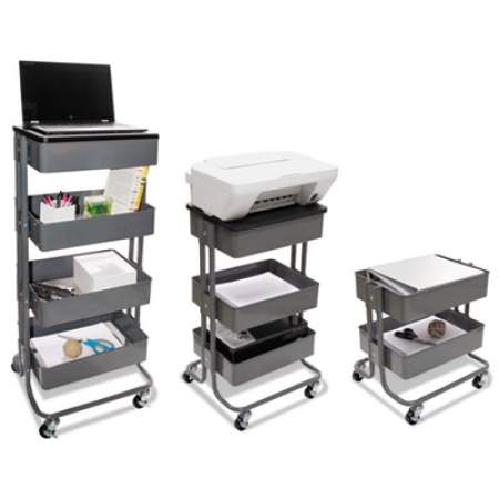 Vertiflex Adjustable Multi-Use Storage Cart and Stand-Up Workstation, 15.25" x 11" x 18.5" to 39", Gray (VF51025)