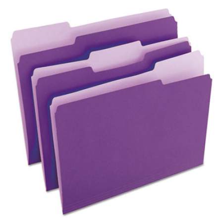 Universal Deluxe Colored Top Tab File Folders, 1/3-Cut Tabs, Letter Size, Violet/Light Violet, 100/Box (10505)