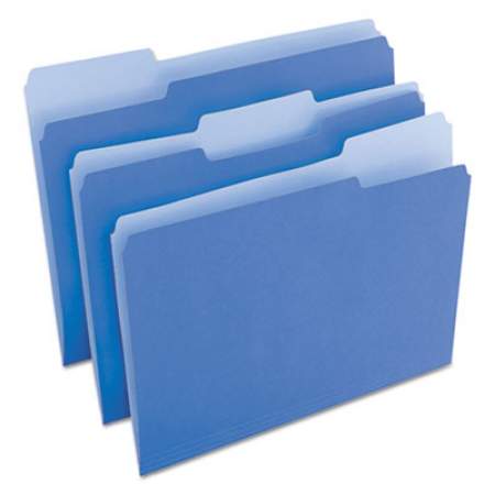 Universal Deluxe Colored Top Tab File Folders, 1/3-Cut Tabs, Letter Size, Blue/Light Blue, 100/Box (10501)