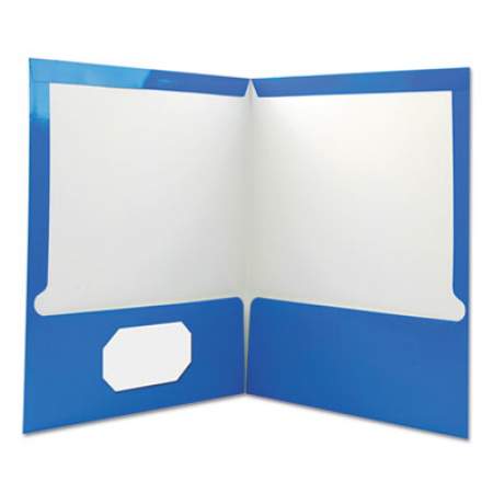 Universal Laminated Two-Pocket Folder, Cardboard Paper, 100-Sheet Capacity, 11 x 8.5, Blue, 25/Box (56419)