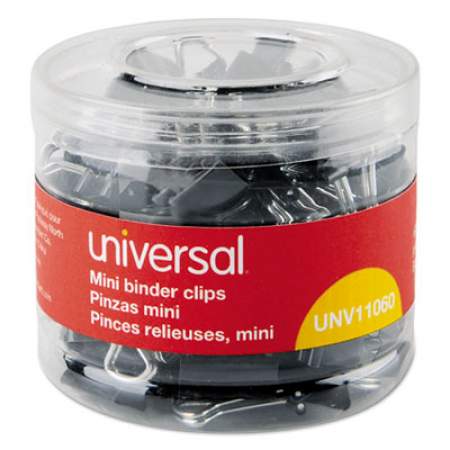 Universal Binder Clips in Dispenser Tub, Mini, Black/Silver, 60/Pack (11060)