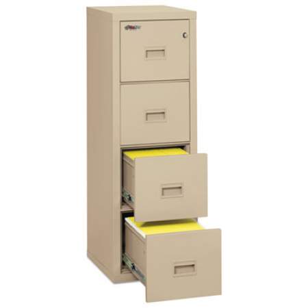 FireKing Compact Turtle Insulated Vertical File, 1-Hour Fire Protection, 4 Legal/Letter File Drawer, Parchment, 17.75 x 22.13 x 52.75 (4R1822CPA)
