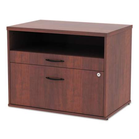 Alera Open Office Desk Series Low File Cabinet Credenza, 2-Drawer: Pencil/File, Legal/Letter, 1 Shelf,Cherry,29.5x19.13x22.88 (LS583020MC)