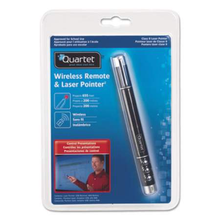 Quartet Wireless Remote and Laser Pointer, Class 2, Projects 655 ft, Black (84502)