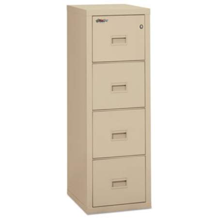 FireKing Compact Turtle Insulated Vertical File, 1-Hour Fire Protection, 4 Legal/Letter File Drawer, Parchment, 17.75 x 22.13 x 52.75 (4R1822CPA)