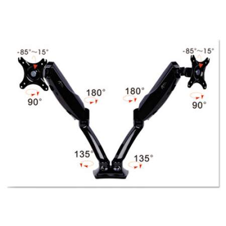 Alera AdaptivErgo Articulating Dual Monitor Arm for 30" Monitors, 180 deg Rotation, 30 deg Tilt, 135 deg Pan, Black, Supports 12 lb (AEMA2L)