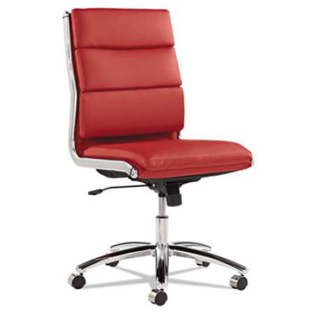 Alera Neratoli Mid-Back Slim Profile Chair, Faux Leather, Supports Up to 275 lb, Red Seat/Back, Chrome Base (NR4239)