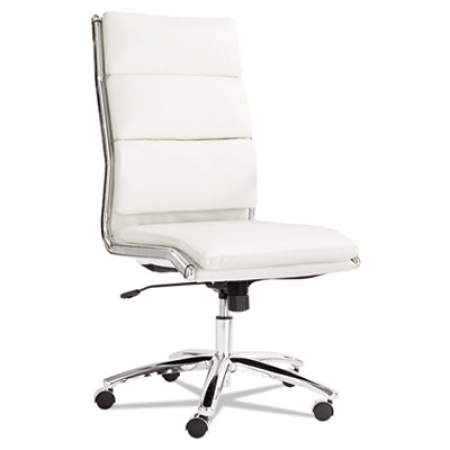 Alera Neratoli High-Back Slim Profile Chair, Faux Leather, 275 lb Cap, 17.32" to 21.25" Seat Height, White Seat/Back, Chrome (NR4106)