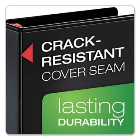 Cardinal XtraLife ClearVue Non-Stick Locking Slant-D Ring Binder, 3 Rings, 5" Capacity, 11 x 8.5, Black (26351)