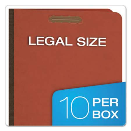 Pendaflex Four-, Six-, and Eight-Section Pressboard Classification Folders, 2 Dividers, Embedded Fasteners, Legal Size, Red, 10/Box (2257R)