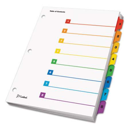 Cardinal OneStep Printable Table of Contents and Dividers, 8-Tab, 1 to 8, 11 x 8.5, White, 1 Set (60818)