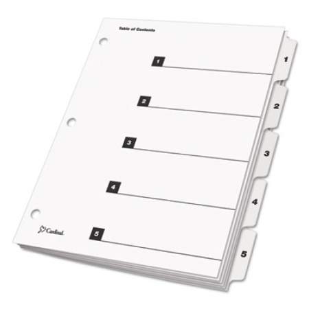 Cardinal OneStep Printable Table of Contents and Dividers, 5-Tab, 1 to 5, 11 x 8.5, White, 1 Set (60513)