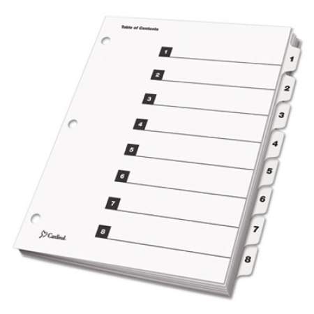 Cardinal OneStep Printable Table of Contents and Dividers, 8-Tab, 1 to 8, 11 x 8.5, White, 1 Set (60813)