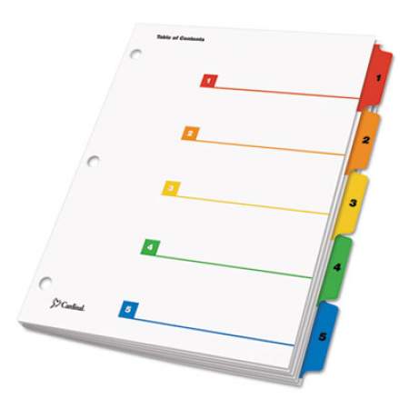 Cardinal OneStep Printable Table of Contents and Dividers, 5-Tab, 1 to 5, 11 x 8.5, White, 1 Set (60518)