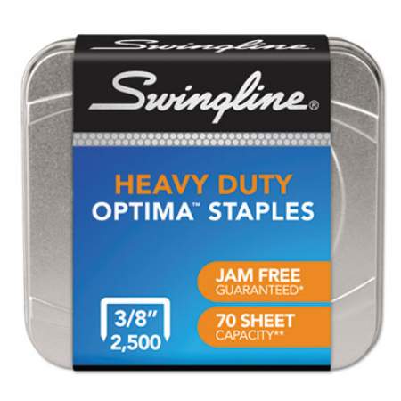 Swingline Optima High-Capacity Staples, 0.38" Leg, 0.5" Crown, Steel, 2,500/Box (35550)