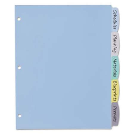 Avery Write and Erase Big Tab Durable Plastic Dividers, 3-Hold Punched, 5-Tab, 11 x 8.5, Assorted, 1 Set (16170)