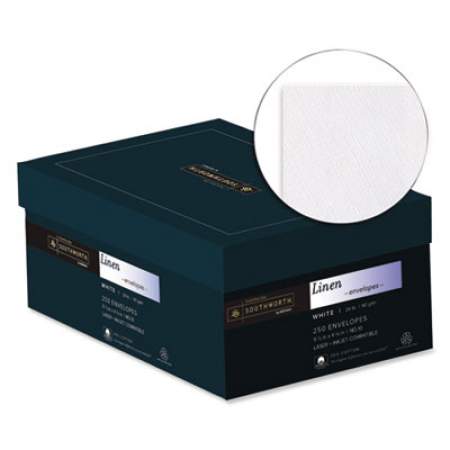Southworth 25% Cotton Linen #10 Envelope, Commercial Flap, Gummed Closure, 4.13 x 9.5, White, 250/Box (J55410)