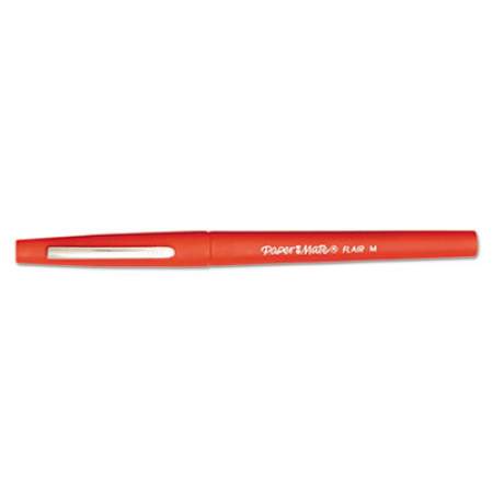 Paper Mate Point Guard Flair Felt Tip Porous Point Pen, Stick, Bold 1.4 mm, Red Ink, Red Barrel, 36/Box (1921091)