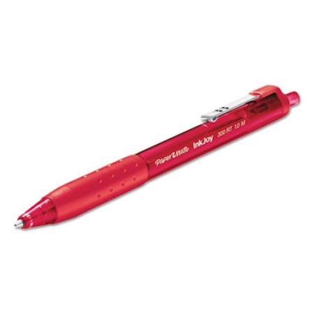 Paper Mate InkJoy 300 RT Ballpoint Pen, Refillable, Retractable, Medium 1 mm, Red Ink, Red Barrel, Dozen (1951258)