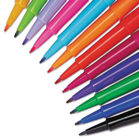 Paper Mate Point Guard Flair Felt Tip Porous Point Pen, Stick, Medium 0.7 mm, Assorted Ink and Barrel Colors, 12/Pack (74423)
