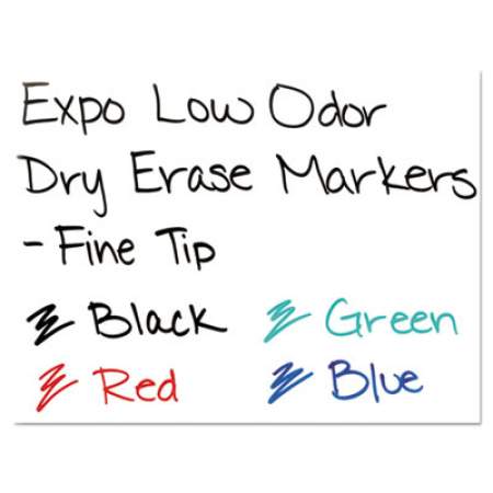 EXPO Low-Odor Dry-Erase Marker, Fine Bullet Tip, Assorted Colors, 4/Set (86074)