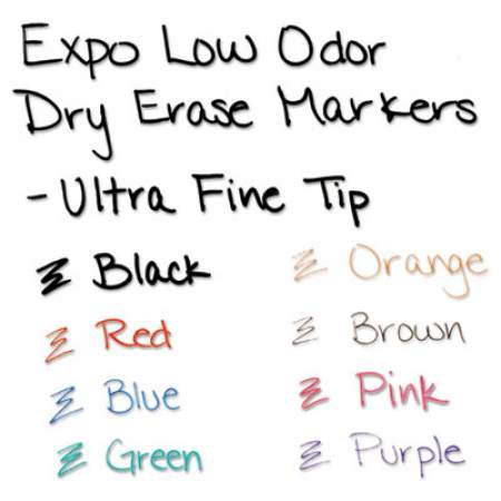 EXPO Low-Odor Dry-Erase Marker, Extra-Fine Needle Tip, Assorted Colors, 8/Set (1884309)