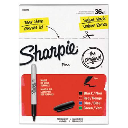 Sharpie Fine Tip Permanent Marker Value Pack, Fine Bullet Tip, Assorted Colors, 36/Pack (1921559)