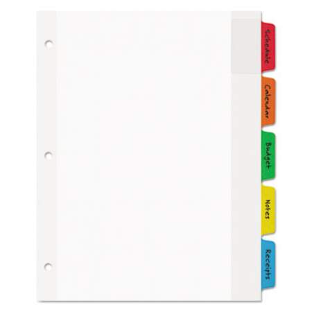 Avery Movable Tab Dividers with Color Tabs, 5-Tab, 11 x 8.5, White, 1 Set (16750)