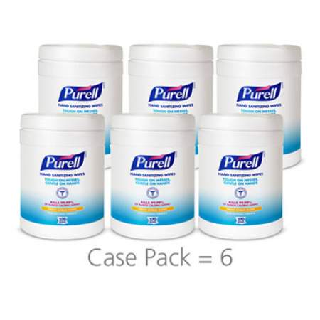 PURELL Sanitizing Hand Wipes, 6 x 6 3/4, White, 270/Canister, 6 Canisters/Carton (911306CT)