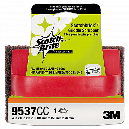 Scotchbrick Griddle Scrubber 9537, 4 x 6, Red/Black, 12/Carton (59203)