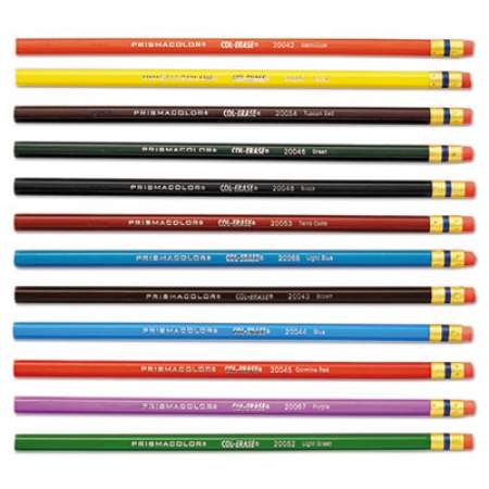 Prismacolor Col-Erase Pencil with Eraser, 0.7 mm, 2B (#1), Assorted Lead/Barrel Colors, Dozen (20516)