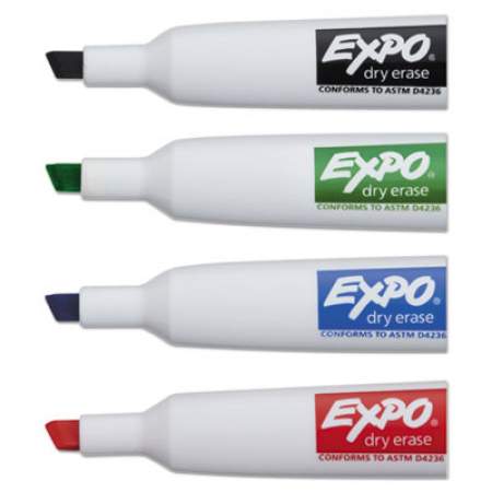EXPO Magnetic Dry Erase Marker, Broad Chisel Tip, Assorted Colors, 4/Pack (1944728)