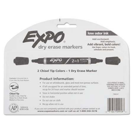 EXPO 2-in-1 Dry Erase Markers, Fine/Broad Chisel Tips, Assorted Secondary Colors, 4/Pack (1944656)