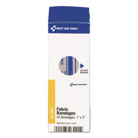 First Aid Only SmartCompliance Fabric Bandages, 1 x 3, 25/Box (FAE3001)