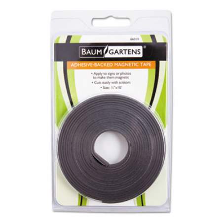 ZEUS Adhesive-Backed Magnetic Tape, Black, 1/2" x 10ft, Roll (66010)